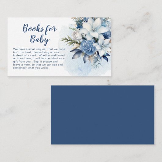 Blue Winter Floral Baby Duschbücher für Baby Begleitkarte (Vorne/Hinten)