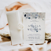 Blue Winter Floral Elegante Hochzeit Einladung