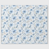 Blue Winter Floral Pattern Geschenkpapier (Flach)