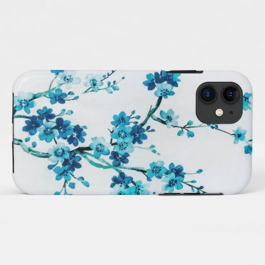 Blue Winter Floral Water | Custom Case-Mate iPhone Hülle (Rückseite (Horizontal))