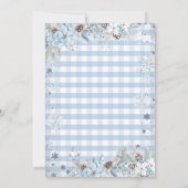 Blue Winter Flowers  Baby Shower Snowflakes Einladung (Rückseite)