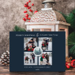 Blue Winter Forest Floral Foto Collage Feiertagskarte<br><div class="desc">Erleben Sie den Zauber der Saison mit der Blue Winter Forest Floral Foto Collage Holiday Card, die Ihr festliches Ambiente präsentiert. Dieses Foto begrüßt Sie mit einer einfachen Anordnung mit einer ruhigen Aquarellwaldszene und zarten winterwaldfloralen Akzenten, die eine vierFoto-Collage Ihrer Fotos wunderbar hervorheben. Moderne Typografie bringt herzliche Grüße "Frohe Weihnachten"...</div>