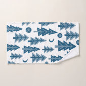 Blue Winter Forest Moon Stars Trees Badhandtuch Set (Handtuch)