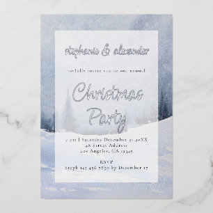 Blue Winter Forest Overlay Weihnachtsfest Party Re Folieneinladung