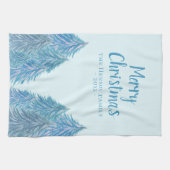 Blue Winter Forest Tree Wasserfarbe Weihnachten Geschirrtuch (Horizontal)