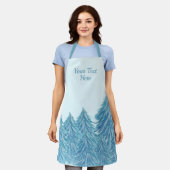 Blue Winter Forest Tree Wasserfarbe Weihnachten Schürze (Getragen)