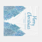 Blue Winter Forest Tree Watercolor Christmas Fleec Fleecedecke (Vorderseite (Horizontal))