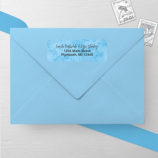 Blue Winter Frost Wedding Address Label