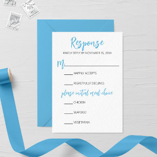 Blue Winter Frost Wedding RSVP Card Karte