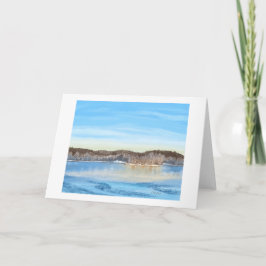 Blue Winter Frozen Lake Nature Szene Blank Karte