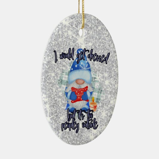 Blue Winter Funny Gnome zu Peopley Außenbereich Keramik Ornament (Rechts)