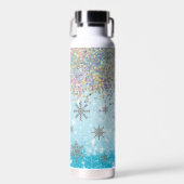 Blue Winter Glitzer Snowflake Trinkflasche (Vorne)