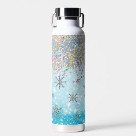 Blue Winter Glitzer Snowflake Trinkflasche