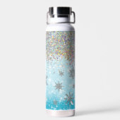 Blue Winter Glitzer Snowflake Trinkflasche (Rückseite)