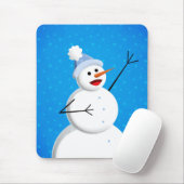 Blue Winter Happy Snowman Mousepad (Mit Mouse)