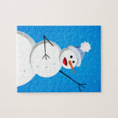 Blue Winter Happy Snowman Puzzle (Horizontal)
