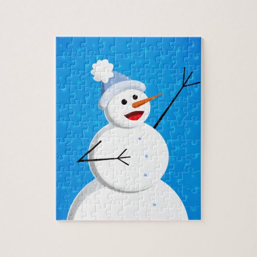 Blue Winter Happy Snowman Puzzle (Vertikal)