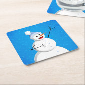 Blue Winter Happy Snowman Rechteckiger Pappuntersetzer (angewinkelt)