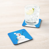Blue Winter Happy Snowman Untersetzer (Rechte Seite)