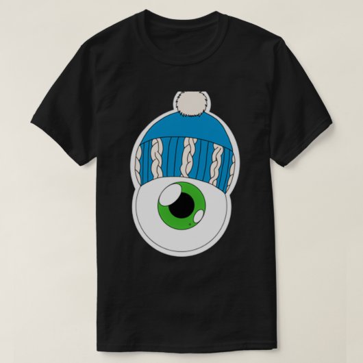 Blue Winter Hat Eyeball Green Iris T-Shirt (Design vorne)
