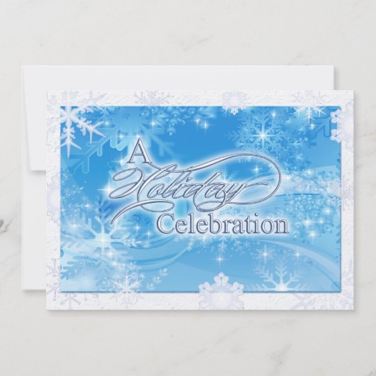 Blue Winter Holiday Celebration Einladung (Vorderseite)