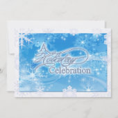 Blue Winter Holiday Celebration Einladung (Vorderseite)