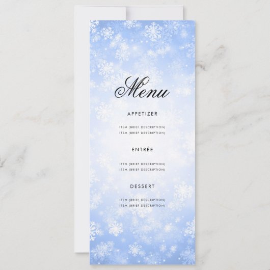 Blue Winter Holiday Einladung mit Programm & Menü (Rückseite)
