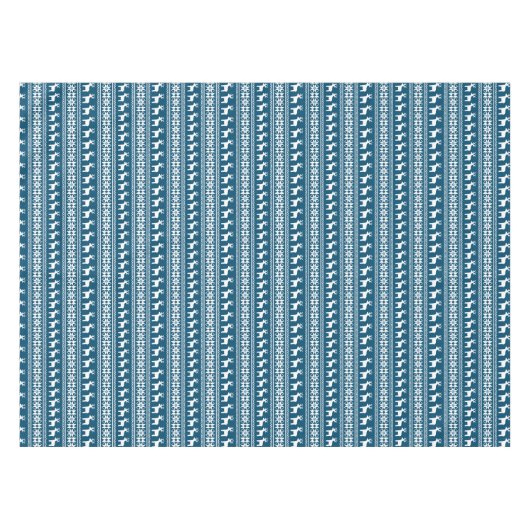 Blue Winter Holiday Snowflake Rentiermuster Tischdecke (Vorderseite (Horizontal))