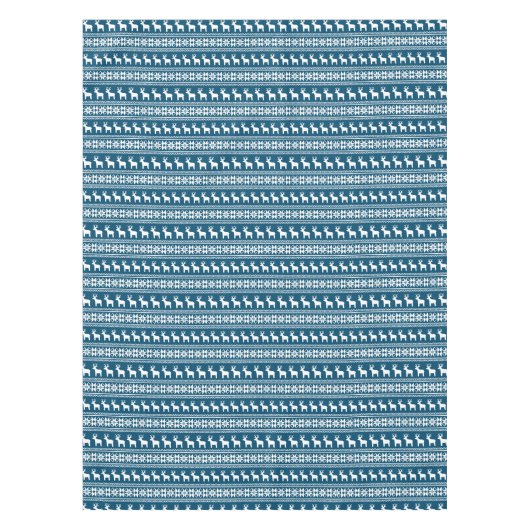 Blue Winter Holiday Snowflake Rentiermuster Tischdecke (Vorderseite)