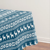Blue Winter Holiday Snowflake Rentiermuster Tischdecke (Beispiel)
