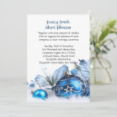 Blue Winter Holiday Wedite Einladung (Stehend Vorderseite)