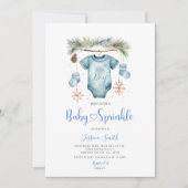 Blue Winter It's A Boy Baby Clothes Baby Sprinkle Einladung (Vorderseite)