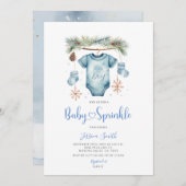 Blue Winter It's A Boy Baby Clothes Baby Sprinkle Einladung (Vorne/Hinten)