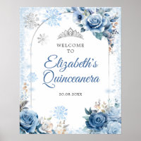 Blue Winter Magic Snowflake Quinceanera Willkommen