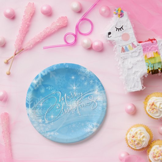 Blue Winter Merry Weihnachtsscheibe Pappteller (Party)