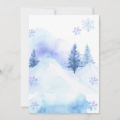 Blue Winter Mountain Woodland Baby Dusche Einladung (Rückseite)