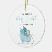 Blue Winter Niedlich Bear erwarten wir Eltern Keramik Ornament (Links)