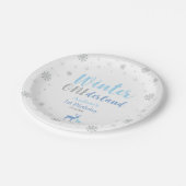 Blue Winter Onederland Boy 1. Geburtstag Party Pappteller (Schrägansicht)