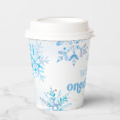 Blue Winter Onederland Hot Cocoa Cups Pappbecher (Vorderseite)