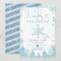 Blue Winter Onederland Snowflake 1. Geburtstag
