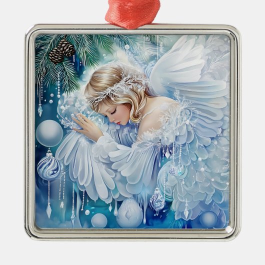 Blue Winter Ornament Aus Metall (Vorne)