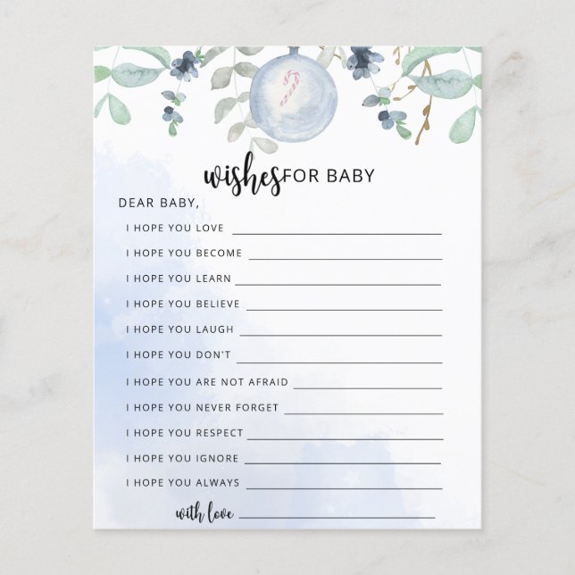 Blue Winter Party | Wünsche für Babyspiel (Vorderseite)