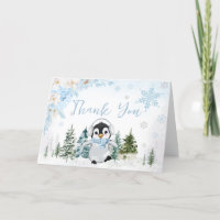 Blue Winter Penguin Baby Dusche