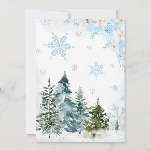 Blue Winter Penguin Baby Dusche Einladung (Rückseite)