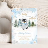 Blue Winter Penguin Baby Dusche Einladung