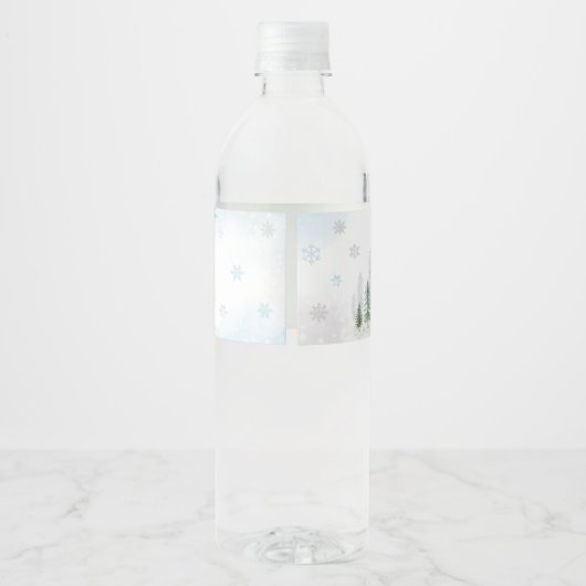 Blue Winter Penguin Baby Dusche Wasserflaschenetikett (Rückseite)