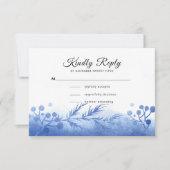 Blue Winter Pine Branches and Berries RSVP Card (Vorderseite)