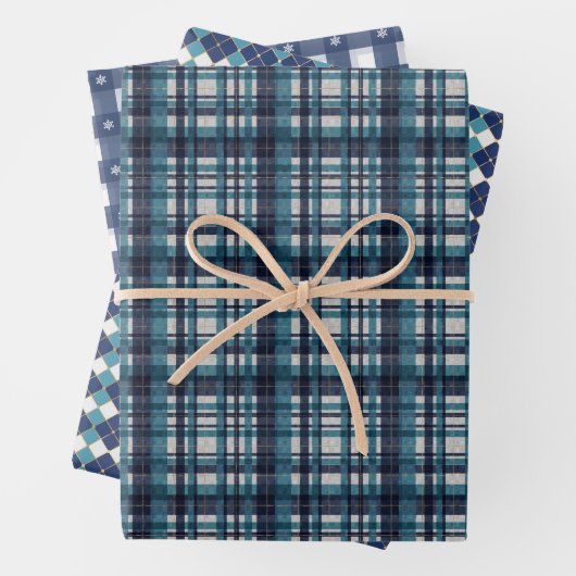 Blue Winter Plaid Assortment Geschenkpapier Set (Beispiel)
