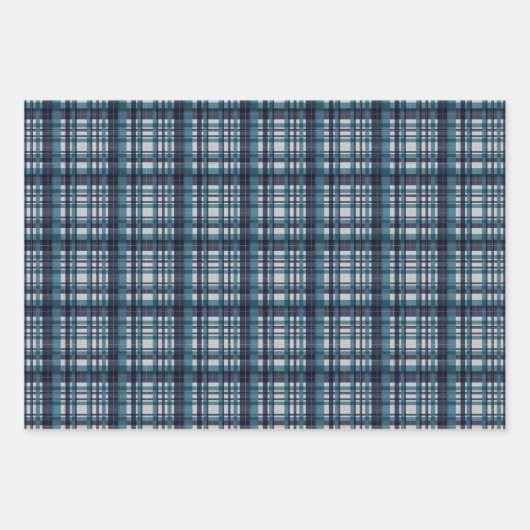Blue Winter Plaid Assortment Geschenkpapier Set (Vorderseite)