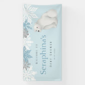 Blue Winter Polar Bear Baby Dusche Banner (Vertikal)